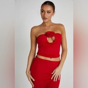 Meshki, Megan Strapless Rose Top color Red